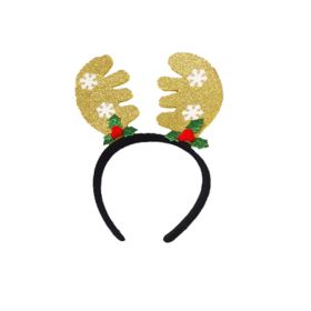 New Christmas Headband Cartoon Snowflake Antlers Decorative Hair Clip (Option: E Golden Snowflake Antlers)