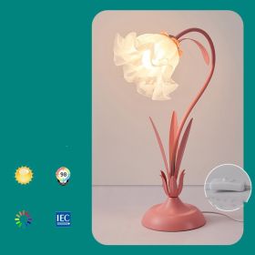 Bedside Flower Minimalist Creative Lily Of The Valley Flower Desk Lamp (Option: Red-Three tone light-220V US)